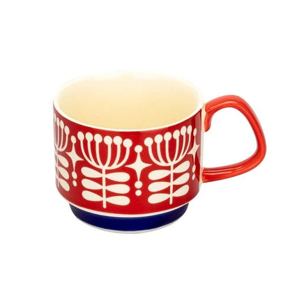 300Ml Japanese Flower Coffee Mug Set Retro Ceramic 