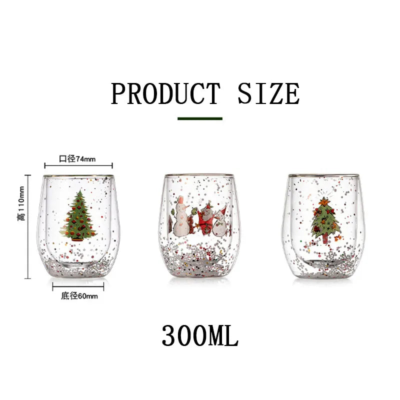 FOME ® Christmas Double-Layer Glass Cup 