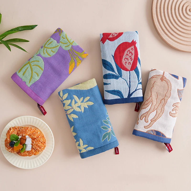 1Pc-34X40Cm Large Kitchen Towel, Quick-Drying Four-Layer Cotton Gauze, Decorative Family Dining Room Tea Towel