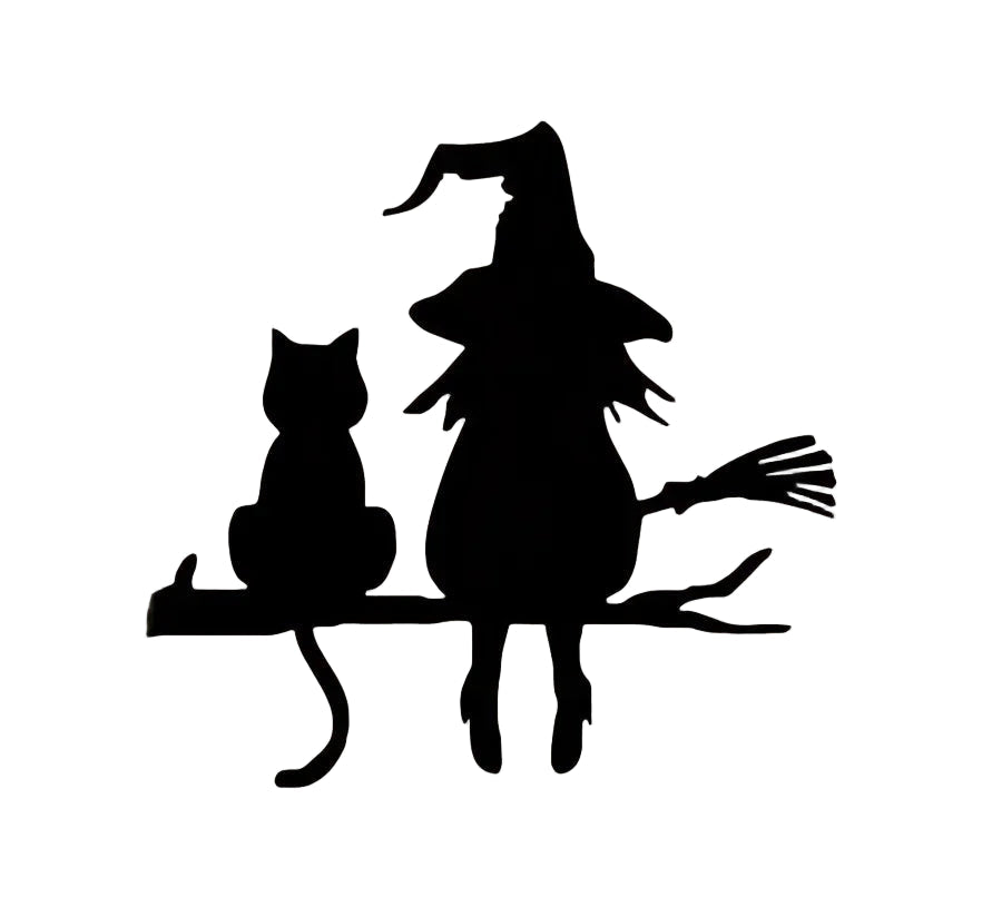 Garden Stake Witch and Cat 