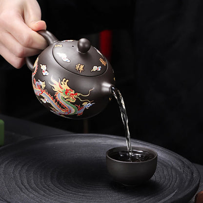 135-350Ml Dragon Teapot Chinese Style Color-Changing Purple Clay Tea Pot Anti-Scald Handle Tea Brewer for Offices Home Camping