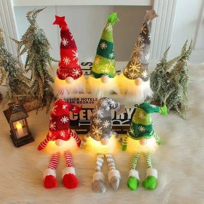 Christmas Faceless Doll Gnome Ornaments LED Light 