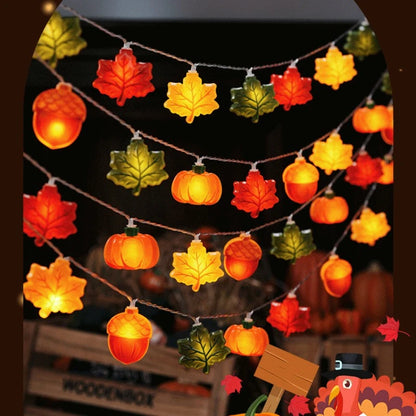 1.5/3M Halloween LED Pumpkin Light String Nut Maple Leaf Lamp 