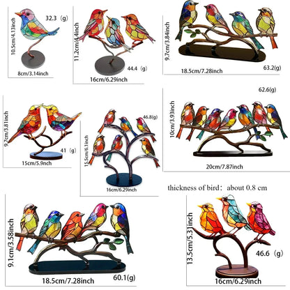 Multicolor Birds Stained 2D Acrylic Birds Craft Statue Ornaments