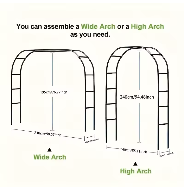 Metal Garden Arch, 100Inch Large Size Gothic Style
