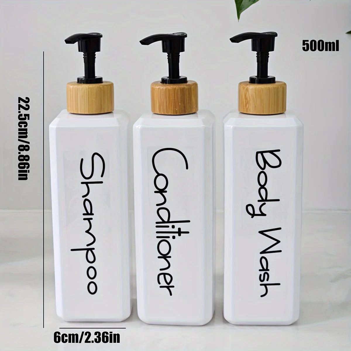 3PCS Bathroom Press Bottles with Waterproof Labels