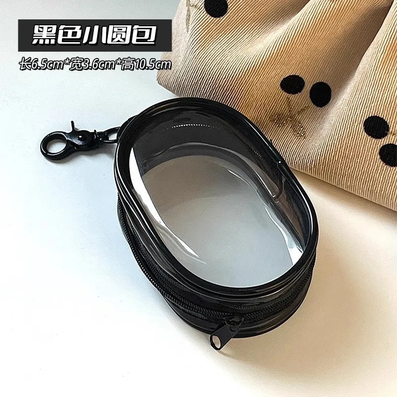 Portable Mini Transparent Charging Cable Storage Bag with Zipper Multifunctional Headphone Case Travel Accessories with Keychain