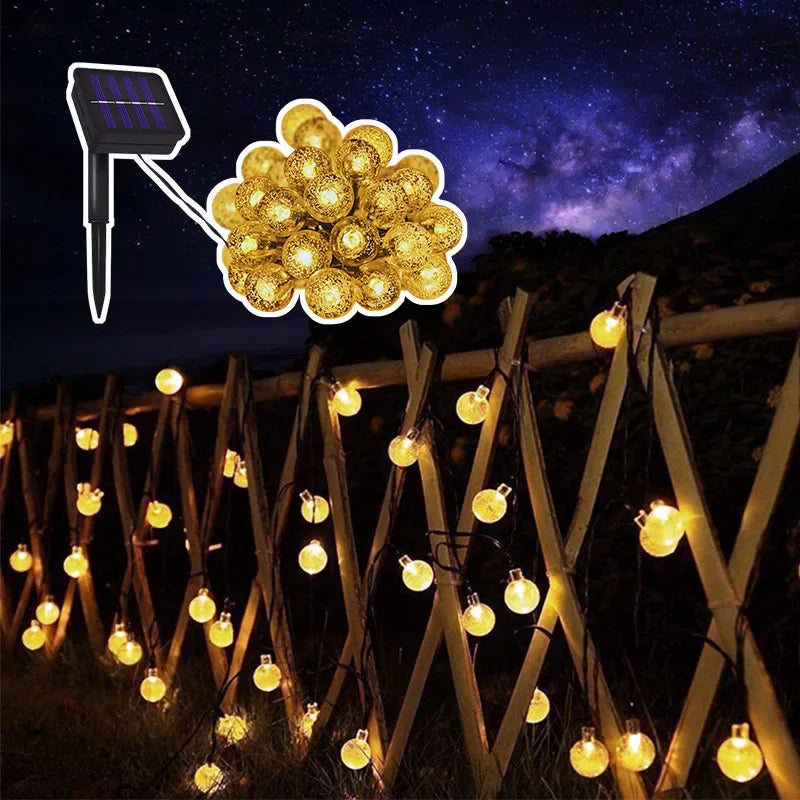 String Lights Outdoor Waterproof Solar Powered for Garden 8 Modes