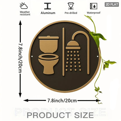 2D Bathroom Shower Sign Waterproof Aluminum Toilet & Shower Icon Easy-Hang Modern Decor Bathroom Kitchen Hotel Durable Home