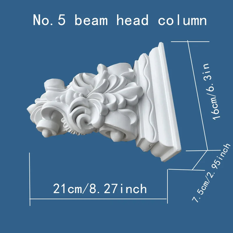 European Style PU Beam Support Finished Shape Villa Exterior Wall French Carved Elephant Trunk Curved Arch Non-Gypsum Dumb Decor
