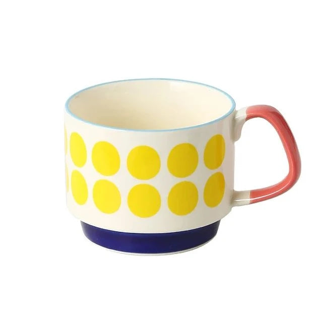 300Ml Japanese Flower Coffee Mug Set Retro Ceramic 