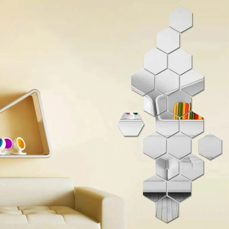 12 Self-Adhesive Mirror Wall Stickers 