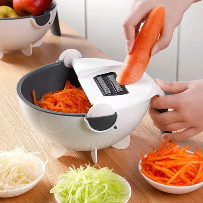 2025 Newest Multifunctional 9 in 1 Vegetable Slicer Cutter Chopper Fruit Strainer Basket Spiralizer Grater Food Peeler
