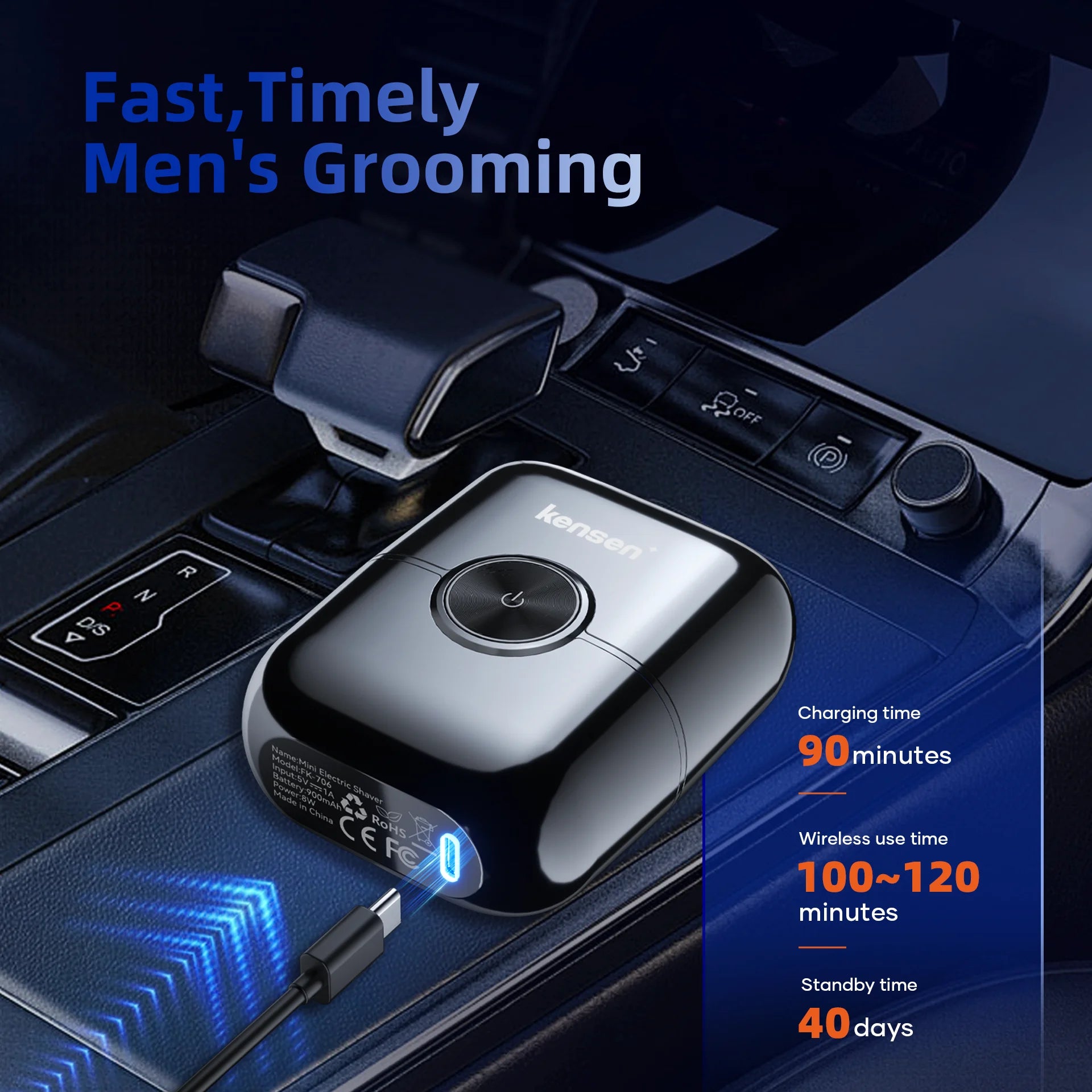 KENSEN® S26 Mini Electric Shaver 4D Floating Blades 