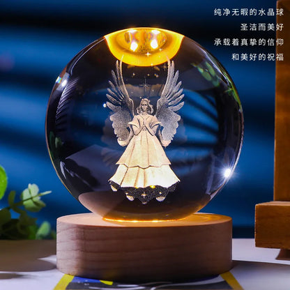 3D Crystal Cross Jesus Christmas Figurine Statue 