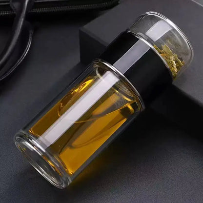 420ML Tea Water Bottle High Borosilicate Double Glass 