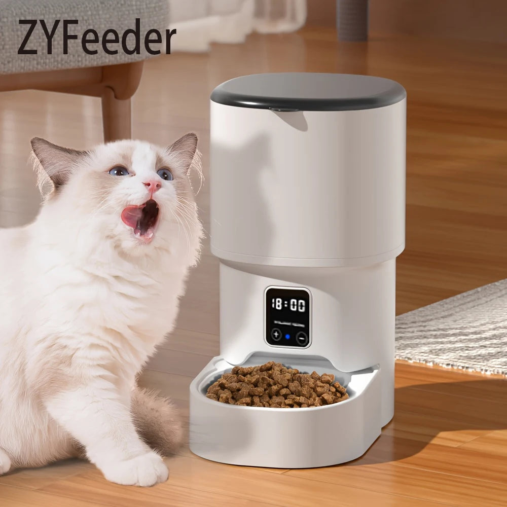 ZYFreeder® 4L WIFI Button Automatic Cat and Dog Pet Smart Feeder (No 5V 1A Plug)