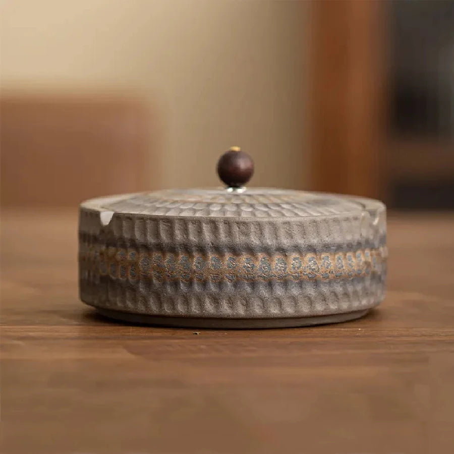Ceramic Ashtray with Lid Home Office