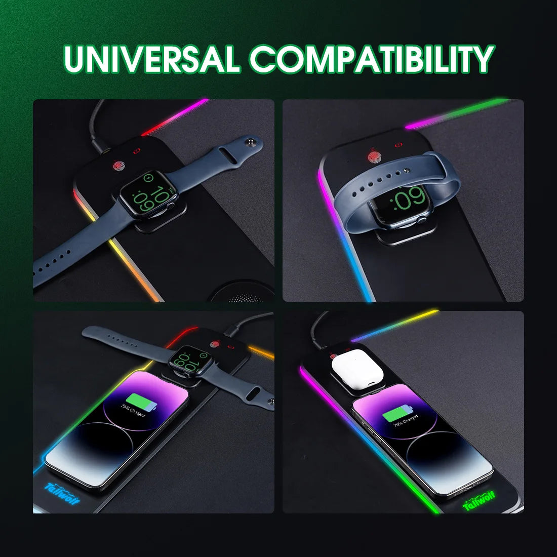 Wireless Charging RGB Luminous Mouse Pad Charger Phone 