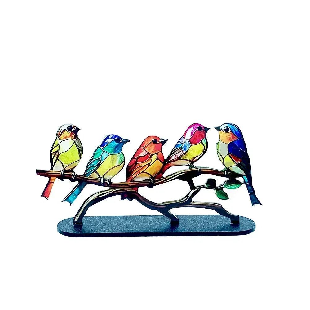 Multicolor Birds Stained 2D Acrylic Birds Craft Statue Ornaments