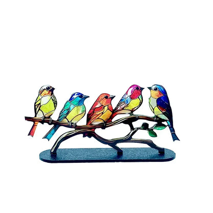 Multicolor Birds Stained 2D Acrylic Birds Craft Statue Ornaments