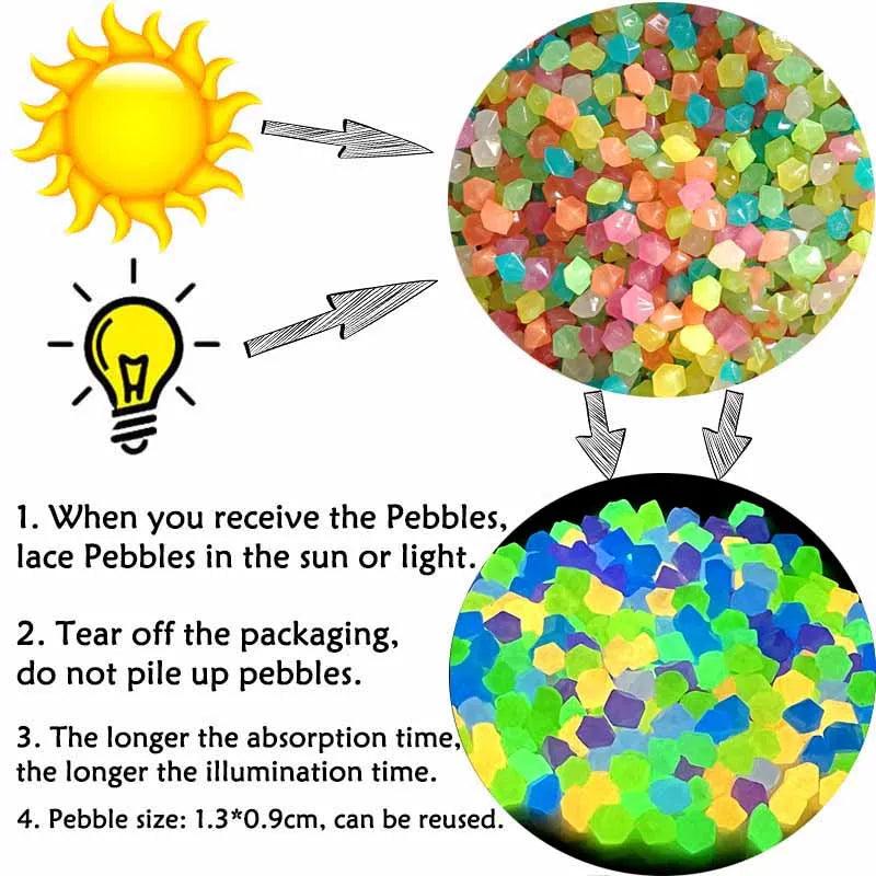 50/100/200Pcs Luminous Stones Outdoor Yard Decorations