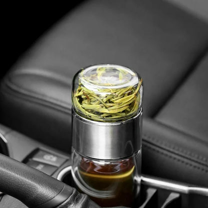 420ML Tea Water Bottle High Borosilicate Double Glass 