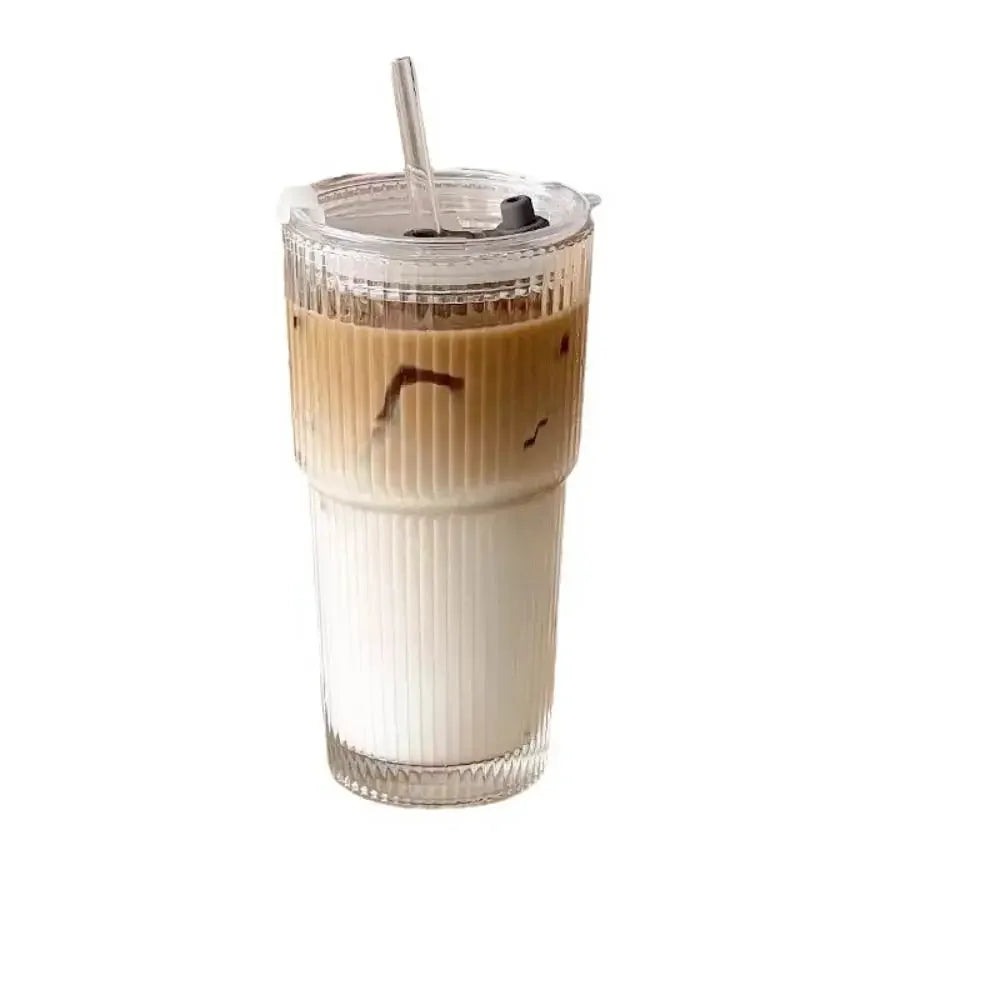 600ML Striped Glass Coffee Cup