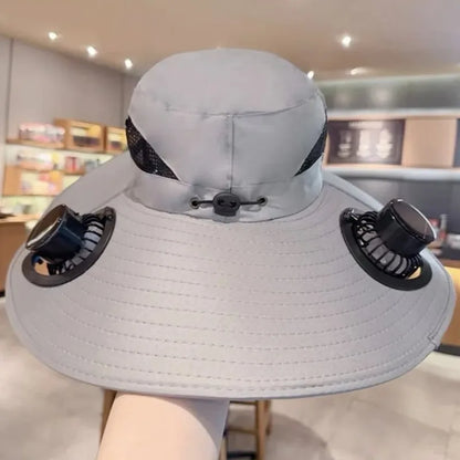 Solar-Powered Cooling Fan UV Protection Sun Hat Camping Summer Travel 