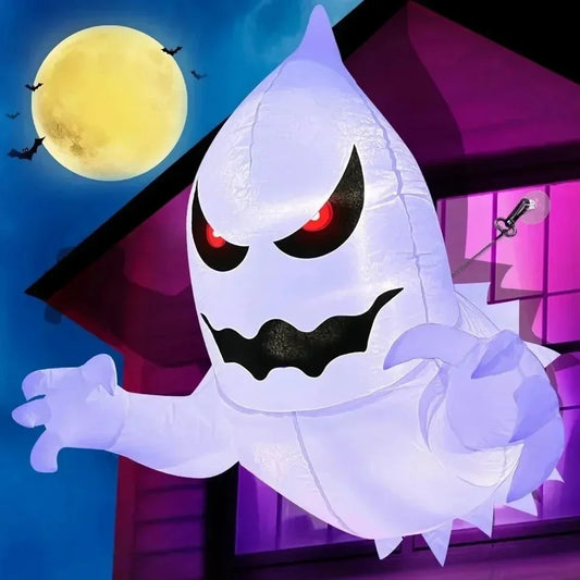 1Pc 1.4M Halloween Ghost Scary Inflatable Giant Blow up Foldable Phantom Unique Coming Party outside Yard Garden Lawn Decor Prop