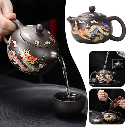 135-350Ml Dragon Teapot Chinese Style Color-Changing Purple Clay Tea Pot Anti-Scald Handle Tea Brewer for Offices Home Camping