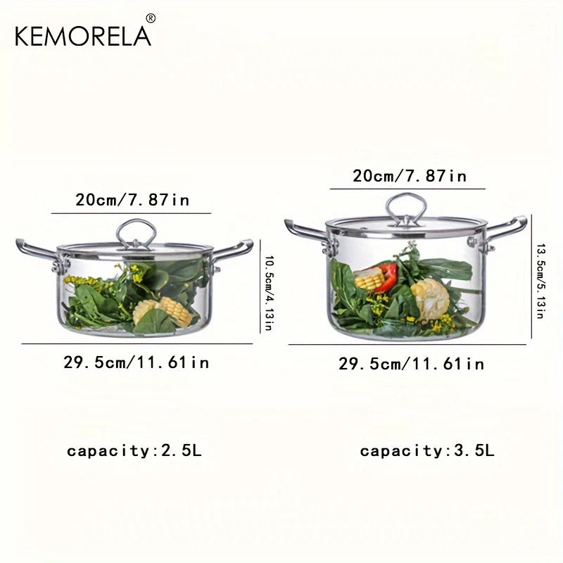 1PCS Glass Cooking Pot 2.5L/3.5L 