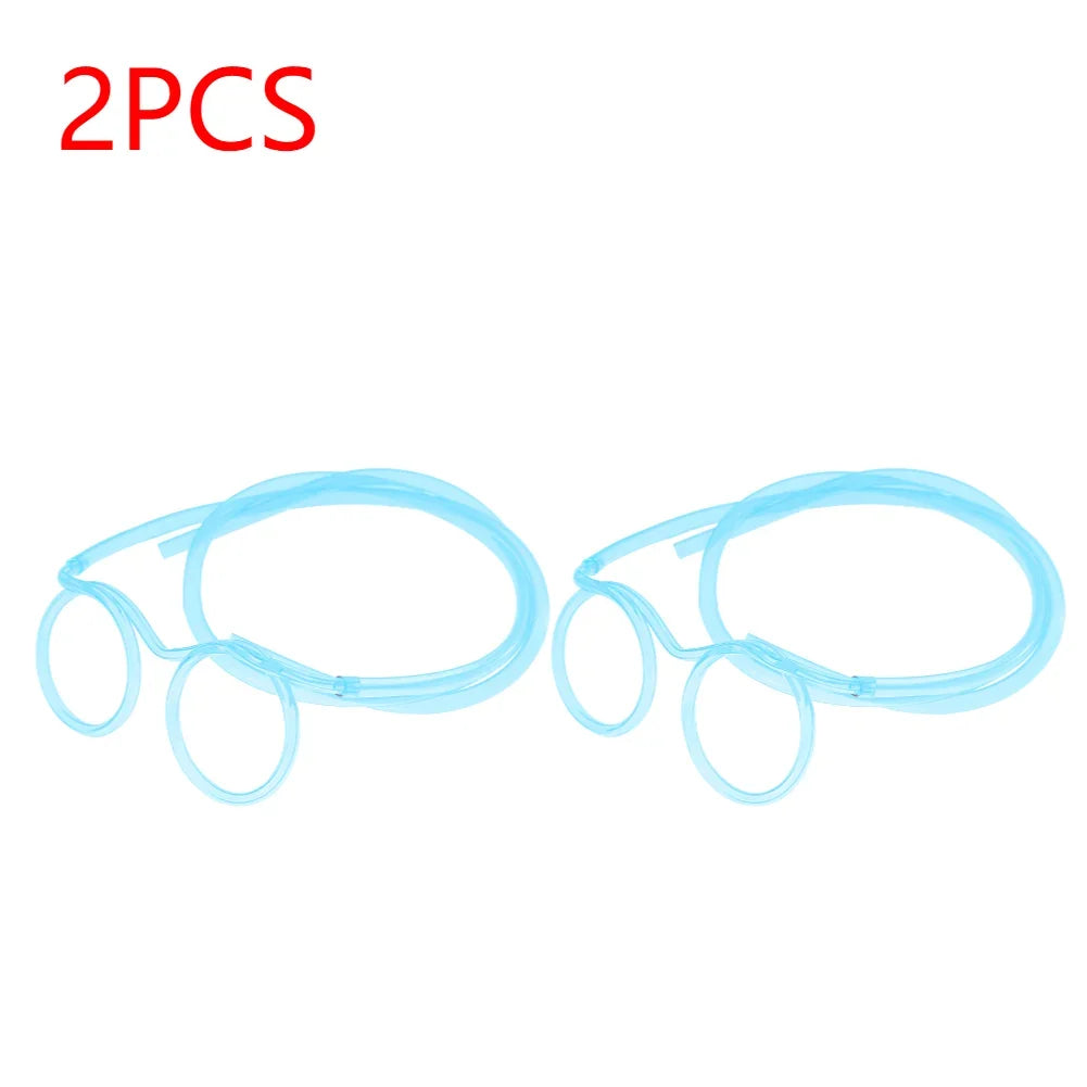 Fun Loop Drinking Straw Eye Glasses Reusable Flexible Soft Drink Eyeglasses Plastic Crazy Funky Drinking Tube for Kids Party