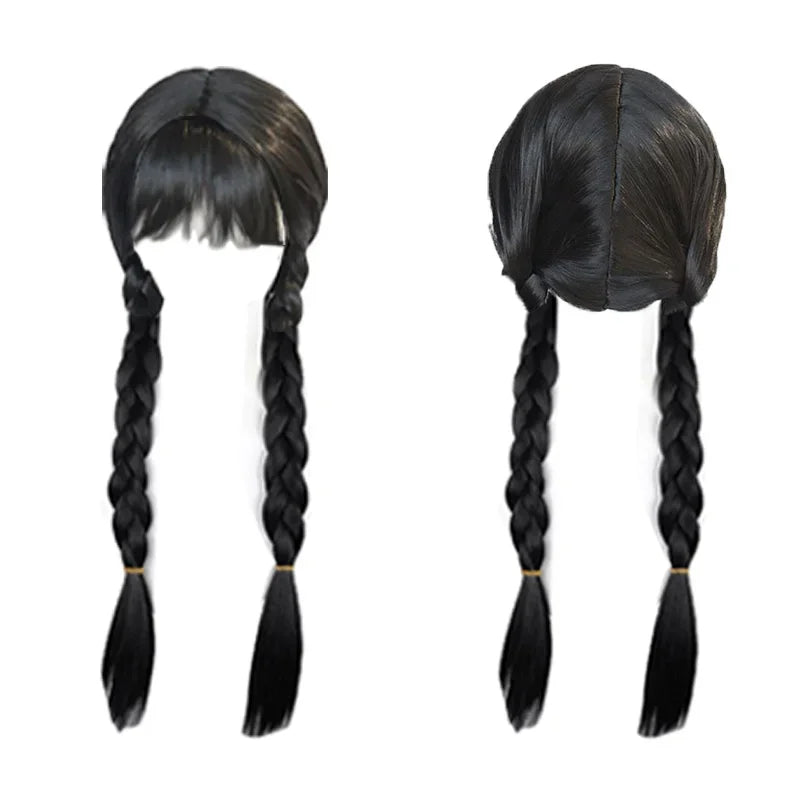 Wednesday Addams Dress up Costume for Girls Birthday Halloween Cosplay Party Dress with Wig Socks Belts for Kids 2-12 Years