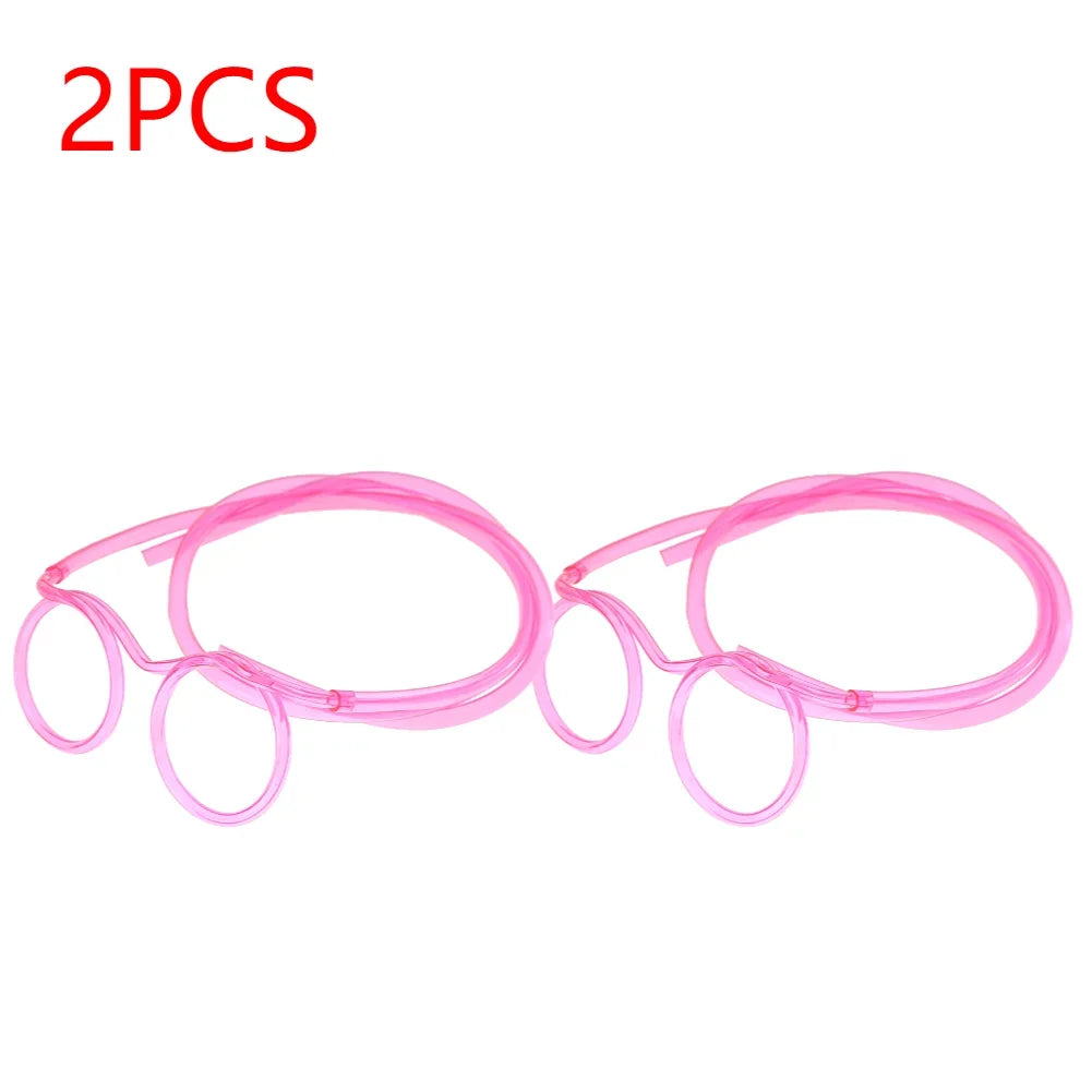 Fun Loop Drinking Straw Eye Glasses Reusable Flexible Soft Drink Eyeglasses Plastic Crazy Funky Drinking Tube for Kids Party