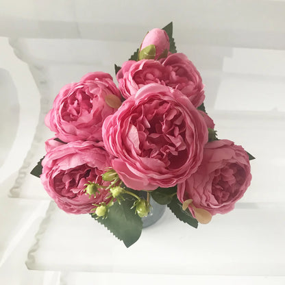 30Cm Rose Pink Silk Peony Artificial Flowers Bouquet 