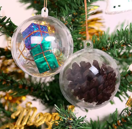 10Pcs Transparent Open Plastic Ball Christmas Decoration