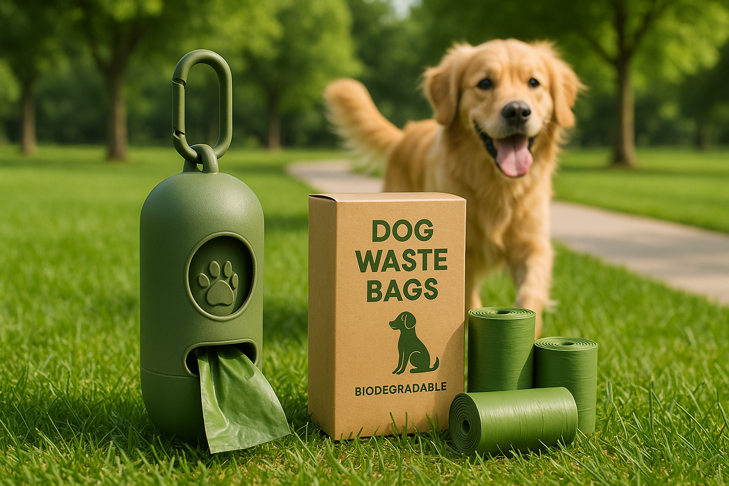 Dog Poop Bag Outdoor Cleaning, with dog picture
