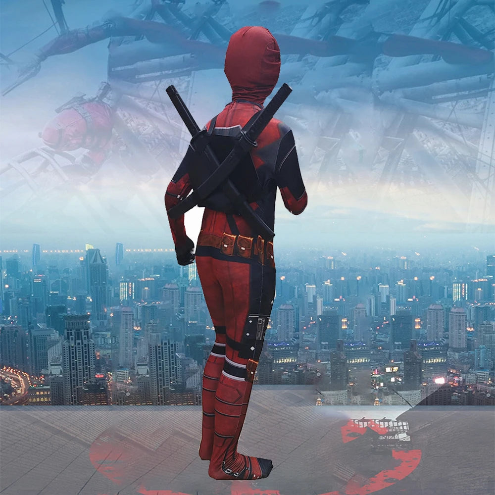 Superhero Deadpool Costume Mask Sword Bag Suits 