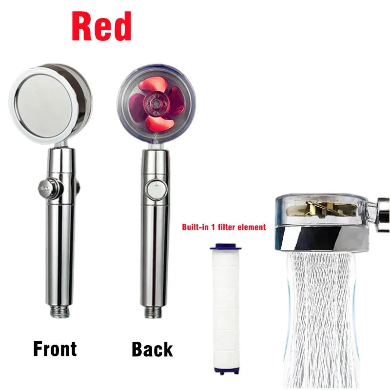 Handheld 360 Degrees Rotation Turbo Fan Shower Head High Pressure Water Saving Spray Showerhead Filters Bathroom Accessories