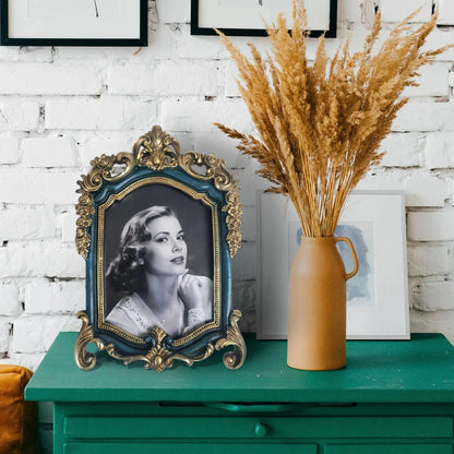 Royal Style Embossed Holder Photo Frame Elegantly Gold Wall Tabletop 