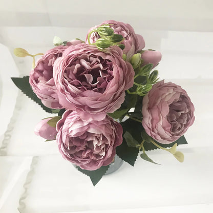 30Cm Rose Pink Silk Peony Artificial Flowers Bouquet 