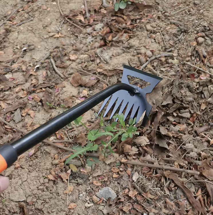 Metal Weed Cleaning Shovel 2 in 1 Garden Rake Stainless Steel 5/6/8/11 Teeth for Gardening